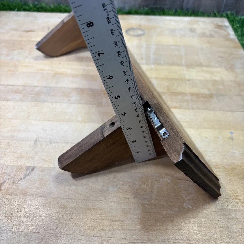 Vintage Wood Wall Shelf Display Plate Ledge Curved Brackets Rustic Decor